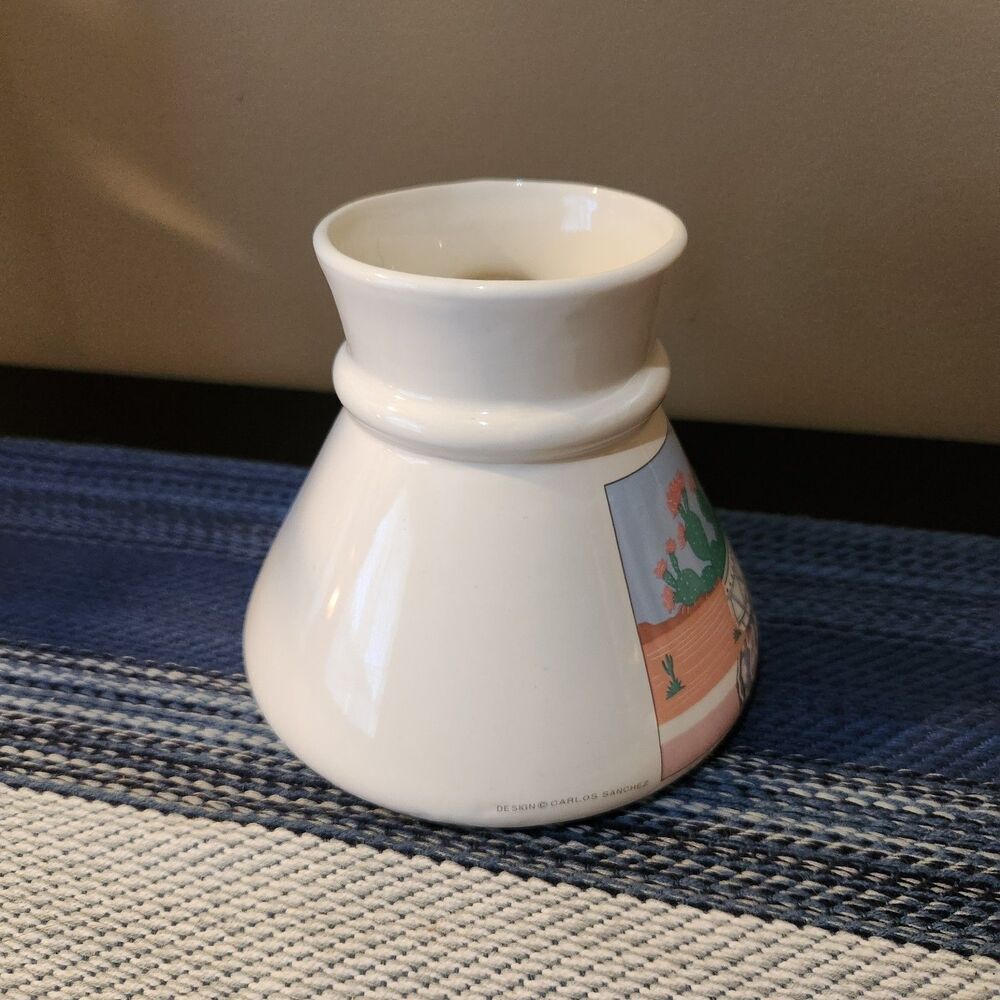 Vtg No Spill Otagiri Carlos Sanchez Southwestern Pueblo No Slip Mug Adobe Cactus - Picture 2 of 7